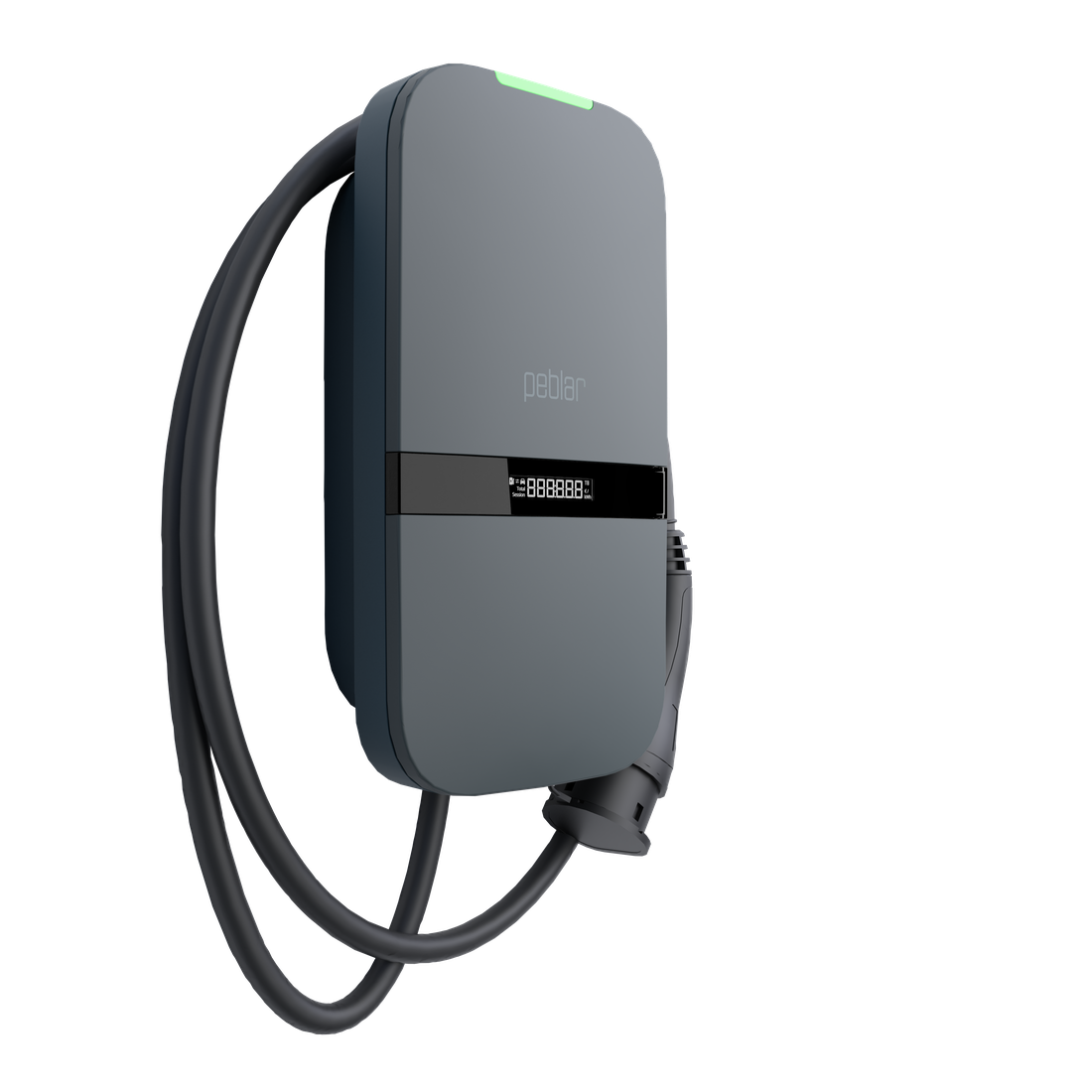 Borne de recharge Peblar Home installée sur un mur